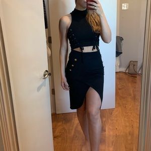 Two piece black studded set